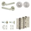 Complete Venice Door Handle Pack - Heavy Duty Tubular Bathroom (Standard Thumb Turn) - Satin Nickel - 102mm / 3-inch Hinges - JE-F32B3-SN