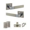 STATUS Montana Door Handle Pack (Latch Set - 2.5" CE Latch, 4" Slim Knuckle Hinges x2) - Satin Nickel/Polished Chrome