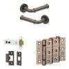 Complete Classic Door Handle Pack - Heavy Duty Latch - Dark Bronze - 102mm / 3-inch Hinges - JE-A22B-DB