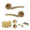 STATUS Indiana Door Handle Pack (Bathroom Set - 3" CE Bathroom Lock, 3" Fire Rated Hinges x3) - Satin Brass