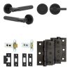 Complete Bari Door Handle Pack - Heavy Duty Tubular Bathroom (Plain Thumb Turn) - Matt Black - 64mm / 3-inch Hinges - JE-D30B2-MB
