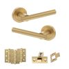 STATUS Nebraska Door Handle Pack (Latch Set - 2.5" CE Latch, 3" Fire Rated Hinges x3) - Satin Brass