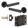 Complete Hex Door Handle Pack - Internal Doors - Matt Black - 64mm / 3-inch Hinges - JE-C2B-MB