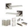 Senza Pari Giovanni Door Handle Pack (Euro Lock Set - 3" CE Sashlock, 3" Fire Rated Hinges x3) - Satin Nickel