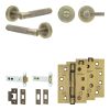 Complete Bari Door Handle Pack - Heavy Duty Tubular Bathroom (Knurled Thumb Turn) - Antique Brass - 102mm / 4-inch Hinges - JE-D32A1-AB