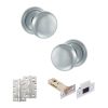 Old English Harrogate Door Knob Pack (Latch Set - 3" HD Latch, 4" Slim Knuckle Hinges x2) - Satin Chrome