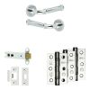 Complete Classic Door Handle Pack - Heavy Duty Latch - Polished Chrome - 102mm / 3-inch Hinges - JE-A22B-PC
