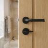 Complete Classic Door Handle Pack - Bathroom Lock (Plain Thumb Turn) - Matt Black - 65mm / 4-inch Hinges - JE-A5A2-MB