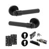 Senza Pari Fasana Door Handle Pack (Euro Lock Set - 2.5" CE Sashlock, 4" Slim Knuckle Hinges x2) - Matt Black