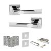 STATUS Kansas Door Handle Pack (3 Lever Lock Set - 2.5" CE Sashlock, 3" Fire Rated Hinges x3) - Polished Chrome
