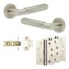 Complete Bloom Door Handle Pack - Internal Doors - Satin Nickel - 64mm / 4-inch Hinges - JE-B1A-SN