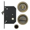 Zoo Hardware Sliding Door Lock Set - Suitable for 35-45mm Thick Doors - Antique Brass