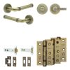 Complete Midtown Door Handle Pack - Heavy Duty Tubular Bathroom (Knurled Thumb Turn) - Antique Brass - 102mm / 3-inch Hinges - JE-G32B1-AB