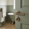 Complete Bari Door Handle Pack - Bathroom Lock (Standard Thumb Turn) - Antique Brass - 65mm / 4-inch Hinges - JE-D5A3-AB