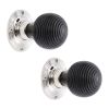 Ebonised Beehive Rim/Mortice Door Knob Polished Nickel