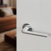 Forme Milly Lever Door Handle on Minimal Round Rose - Satin Chrome (Pair)