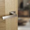 Senza Pari Davoli Lever Door Handle on Flush Square Rose - Satin Nickel (Pair)