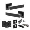 Senza Pari Panetti Door Handle Pack (Euro Lock Set - 2.5" CE Sashlock, 3" Fire Rated Hinges x3) - Matt Black