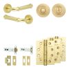 Complete Classic Door Handle Pack - Heavy Duty Tubular Bathroom (Standard Thumb Turn) - Satin Brass - 102mm / 4-inch Hinges - JE-A32A3-SB