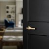 Senza Pari Rosarno Knurled Lever Door Handle on Minimal Round Rose - Satin Brass (Pair)