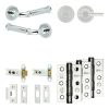 Complete Classic Door Handle Pack - Heavy Duty Tubular Bathroom (Plain Thumb Turn) - Polished Chrome - 76mm / 3-inch Hinges - JE-A31B2-PC