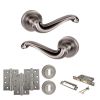Old English Colchester Door Handle Pack (3 Lever Lock Set - 2.5" CE Sashlock, 4" Fire Rated Hinges x3) - Matt Gun Metal