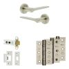Complete Gio Door Handle Pack - Heavy Duty Latch - Satin Nickel - 76mm / 3-inch Hinges - JE-E21B-SN