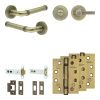 Complete Midtown Door Handle Pack - Heavy Duty Tubular Bathroom (Knurled Thumb Turn) - Antique Brass - 102mm / 4-inch Hinges - JE-G32A1-AB