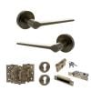 Senza Pari Laviano Door Handle Pack (Euro Lock Set - 2.5" CE Sashlock, 3" Fire Rated Hinges x3) - Antique Brass