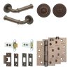 Complete Classic Door Handle Pack - Heavy Duty Tubular Bathroom (Standard Thumb Turn) - Dark Bronze - 64mm / 4-inch Hinges - JE-A30A3-DB