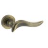 Old English Oxford Lever Door Handle on Round Rose - Matt Antique Brass (Pair)