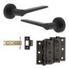 Complete Gio Door Handle Pack - Internal Doors - Matt Black - 76mm / 3-inch Hinges - JE-E4B-MB