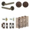 Complete Bari Door Handle Pack - Heavy Duty Tubular Bathroom (Standard Thumb Turn) - Dark Bronze - 64mm / 3-inch Hinges - JE-D30B3-DB
