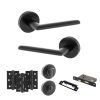STATUS Alabama Door Handle Pack (Bathroom Set - 2.5" CE Bathroom Lock, 3" Fire Rated Hinges x3) - Matt Black