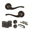 Old English Warwick Door Handle Pack (Bathroom Set - 3" CE Bathroom Lock, 3" Fire Rated Hinges x3) - Urban Dark Bronze