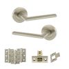 STATUS Alabama Door Handle Pack (Latch Set - 2.5" CE Latch, 3" Fire Rated Hinges x3) - Satin Nickel