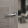 Forme Elle Lever Door Handle on Minimal Round Rose - Satin Chrome (Pair)