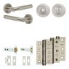 Complete Bari Door Handle Pack - Heavy Duty Tubular Bathroom (Standard Thumb Turn) - Satin Nickel - 102mm / 3-inch Hinges - JE-D32B3-SN