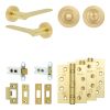 Complete Gio Door Handle Pack - Heavy Duty Tubular Bathroom (Standard Thumb Turn) - Satin Brass - 64mm / 4-inch Hinges - JE-E30A3-SB