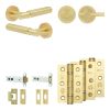 Complete Bloom Door Handle Pack - Heavy Duty Tubular Bathroom (Plain Thumb Turn) - Satin Brass - 102mm / 3-inch Hinges - JE-B32B2-SB