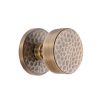 Hammered Knurlmond Mortice Door Knob Antique Brass
