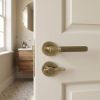 Complete Venice Door Handle Pack - Bathroom Lock (Plain Thumb Turn) - Antique Brass - 76mm / 3-inch Hinges - JE-F6B2-AB