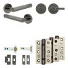 Complete Hex Door Handle Pack - Heavy Duty Tubular Bathroom (Plain Thumb Turn) - Black Nickel - 102mm / 3-inch Hinges - JE-C32B2-BN
