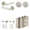 Complete Hex Door Handle Pack - Heavy Duty Tubular Bathroom (Standard Thumb Turn) - Satin Nickel - 102mm / 3-inch Hinges - JE-C32B3-SN