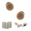 Old English Bridlington Door Knob Pack (Latch Set - 3" HD Latch, 3" Fire Rated Hinges x3) - Satin Nickel