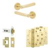 Complete Bari Door Handle Pack - Heavy Duty Latch - Satin Brass - 76mm / 4-inch Hinges - JE-D21A-SB