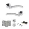 Senza Pari Crystal Door Handle Pack (Bathroom Set - 2.5" CE Bathroom Lock, 3" Fire Rated Hinges x3) - Polished Chrome