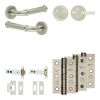 Complete Classic Door Handle Pack - Heavy Duty Tubular Bathroom (Plain Thumb Turn) - Satin Nickel - 102mm / 3-inch Hinges - JE-A32B2-SN