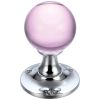Zoo Hardware Glass Ball Mortice Knob - Plain 50mm - Polished Chrome / Pink Glass