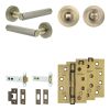 Complete Hex Door Handle Pack - Heavy Duty Tubular Bathroom (Standard Thumb Turn) - Antique Brass - 102mm / 4-inch Hinges - JE-C32A3-AB